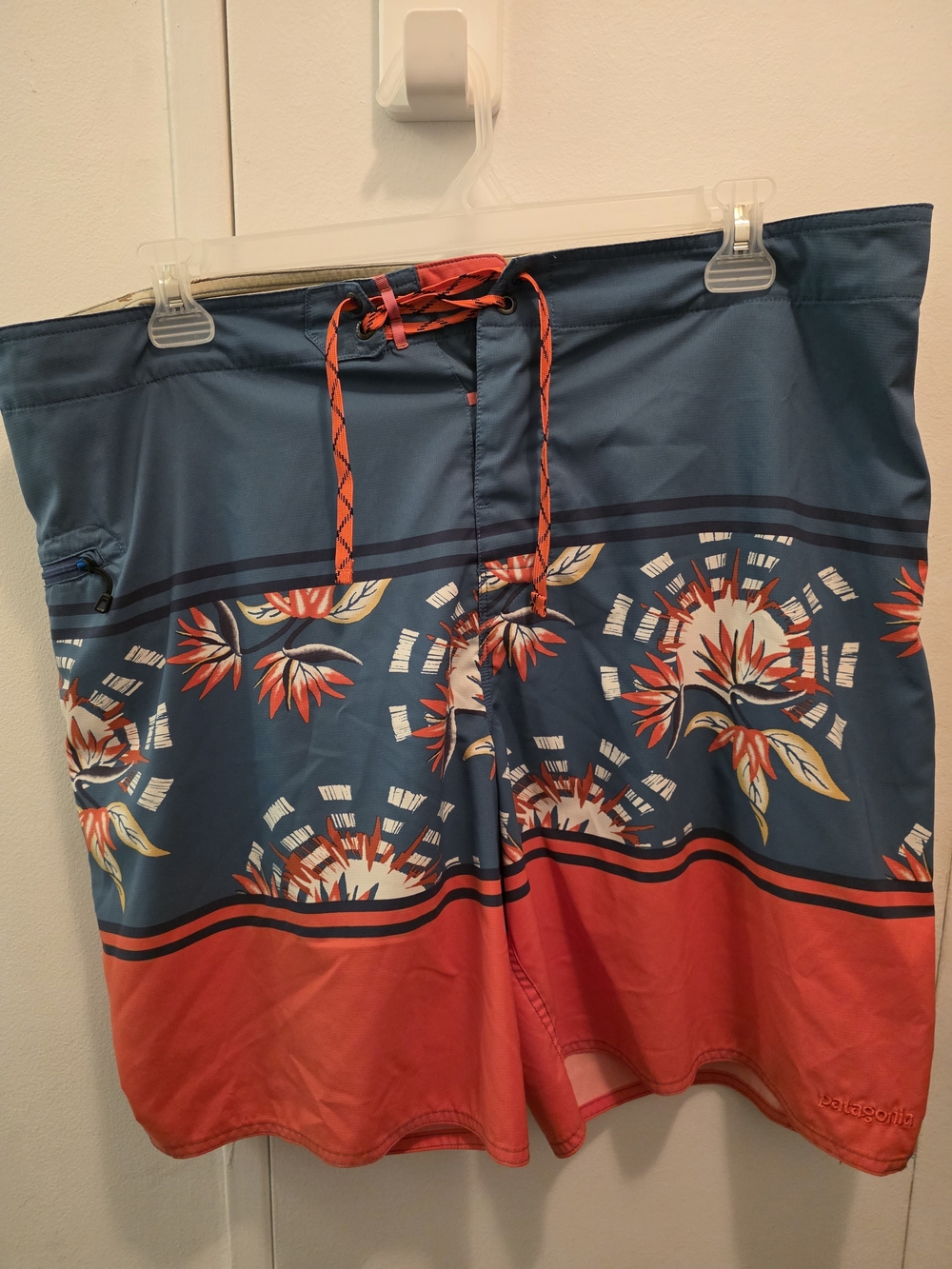 Patagonia Men’s Blue & Coral Floral Board Shorts
